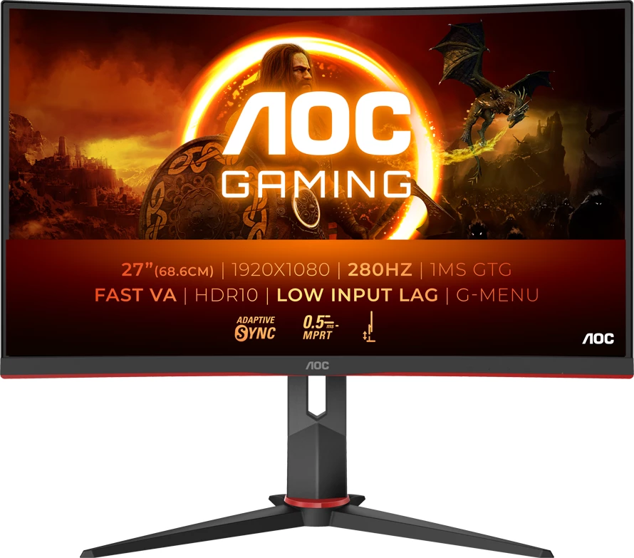 Monitor gaming AOC C27G2Z3 27" FHD 280Hz Fast VA 1ms Curved 1500R, zi/kuqe