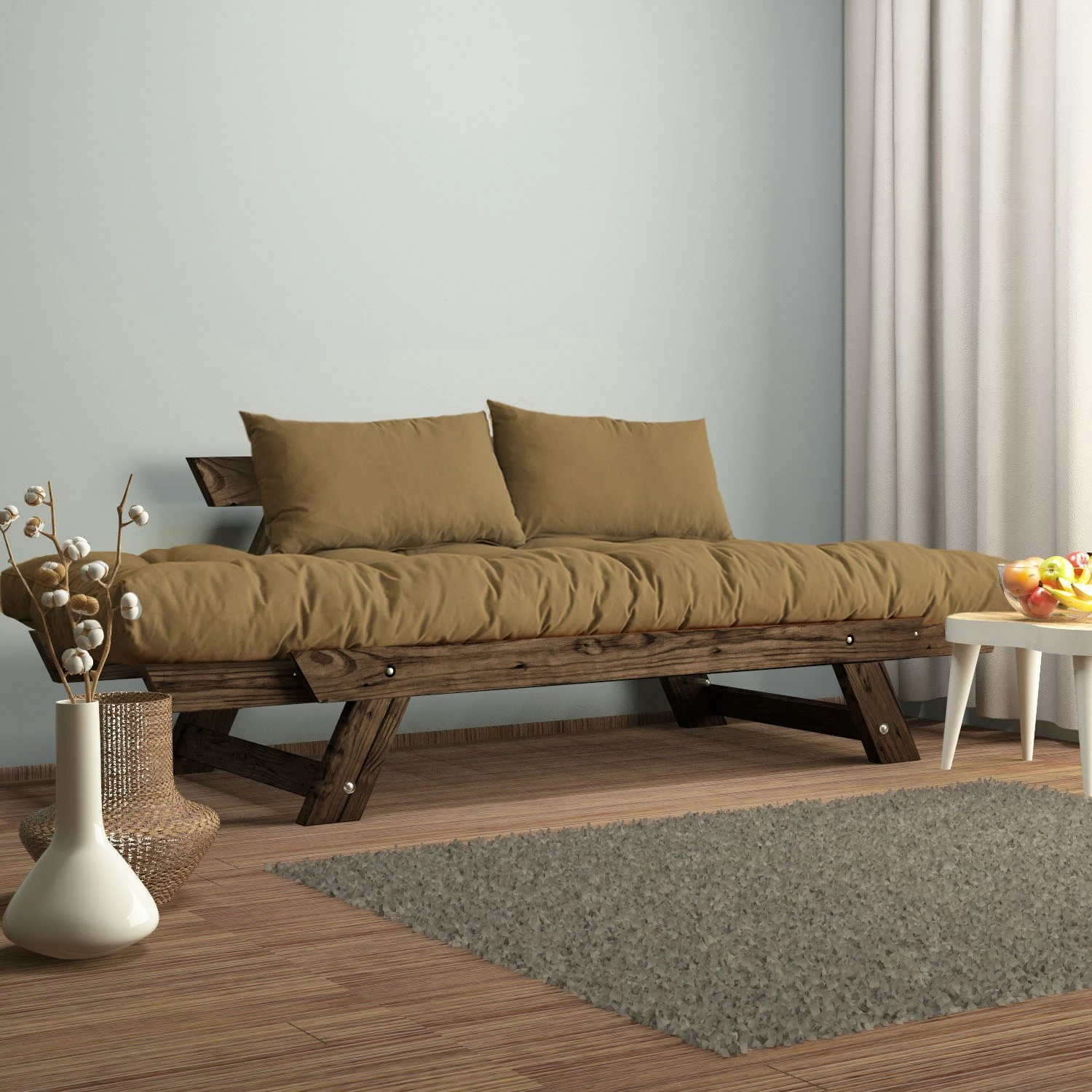 Divan kopshti dy ulëse, Skye Decor, ngjyrë arrë dhe deve, CPT8119-210