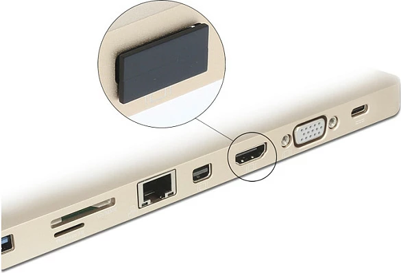 Kapak pluhuri për port HDMI A DeLOCK 64030, set 10 copë, i zi