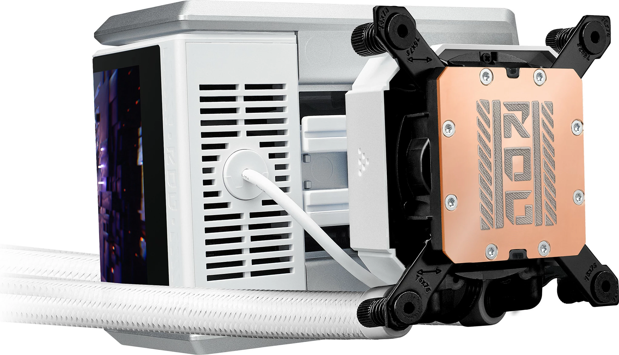Ftohës uji AIO ASUS ROG RYUO IV 360 ARGB, 3x120mm, ekran AMOLED 6.67", i bardhë