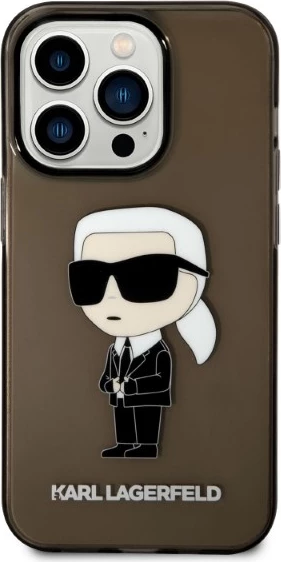 Mbështjellës Karl Lagerfeld KLHCP14LHNIKTCK për iPhone 14 Pro 6.1", i fortë, Ikonik Karl, i zi