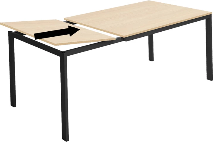 Tavolinë zgjatëse Extento, ngjyrë natyrale, këmbë metalike të zeza, 120-180x74x75cm