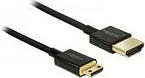 Kabllo HDMI DeLOCK HDMI-A në Mini HDMI-C, 0.5 m, 4K/3D, 18 Gbit/s, e zezë