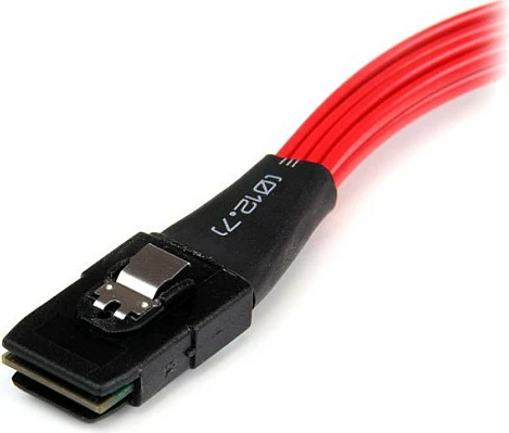 Kabllo StarTech SFF-8087 Mini SAS në 4x SATA Reverse, 50cm, kuqe/zezë