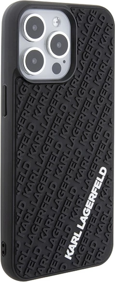 Mbështjellës Karl Lagerfeld 3D Rubber Multi Logo për iPhone 15 Pro Max, i zi