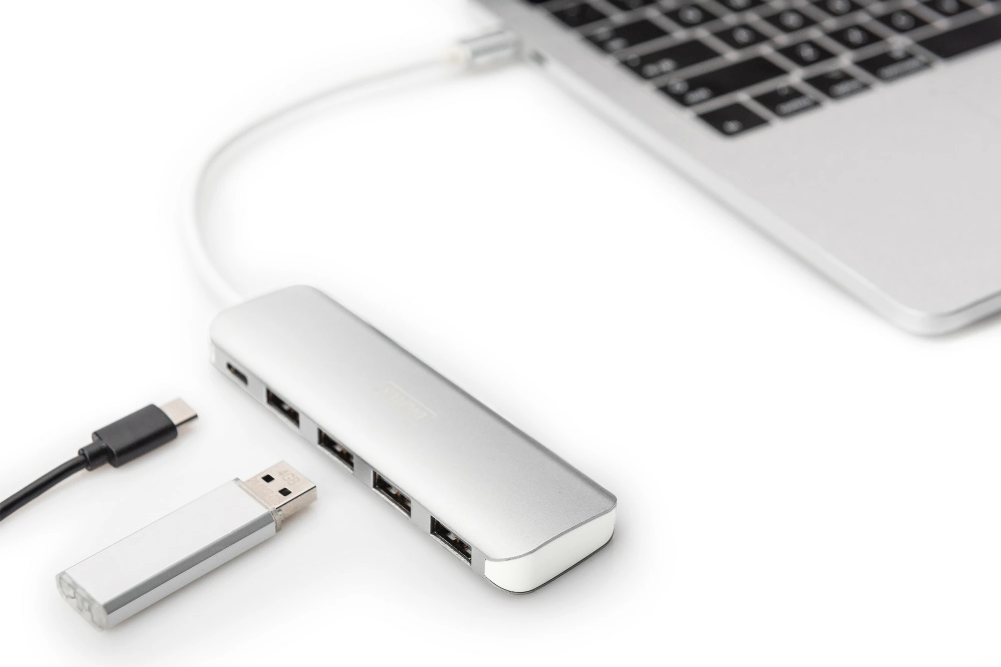 Hub USB Digitus, 4 porta, USB 3.0, PD, Argjendtë