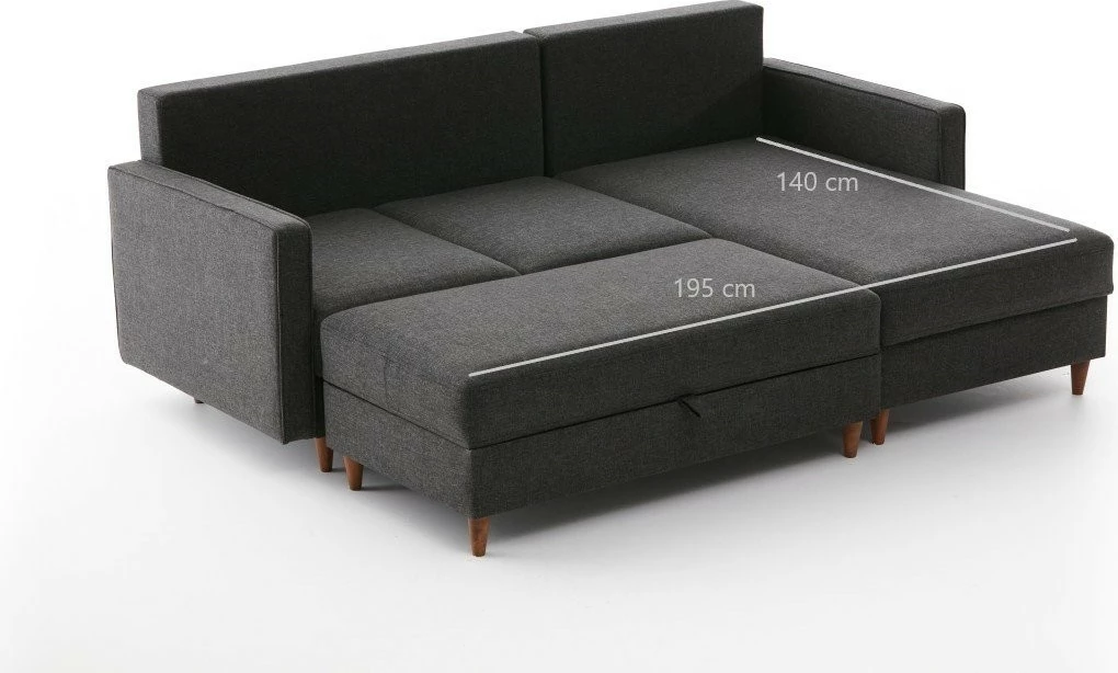 Këndare Eva, ngjyrë antracit, me pouf, Atelier del Sofa