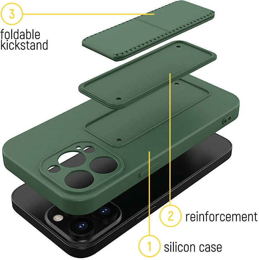 Mbështjellës Wozinsky Kickstand Case për iPhone 12 Pro Max, silikon, me mbajtëse, mint