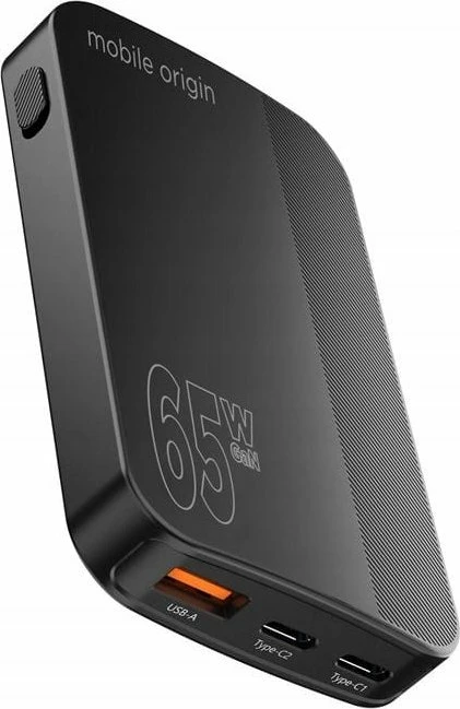 Karikues rrjeti Mobile Origin GaN-65W-SLM-BLK 65W 1x USB-A 2x USB-C, i zi