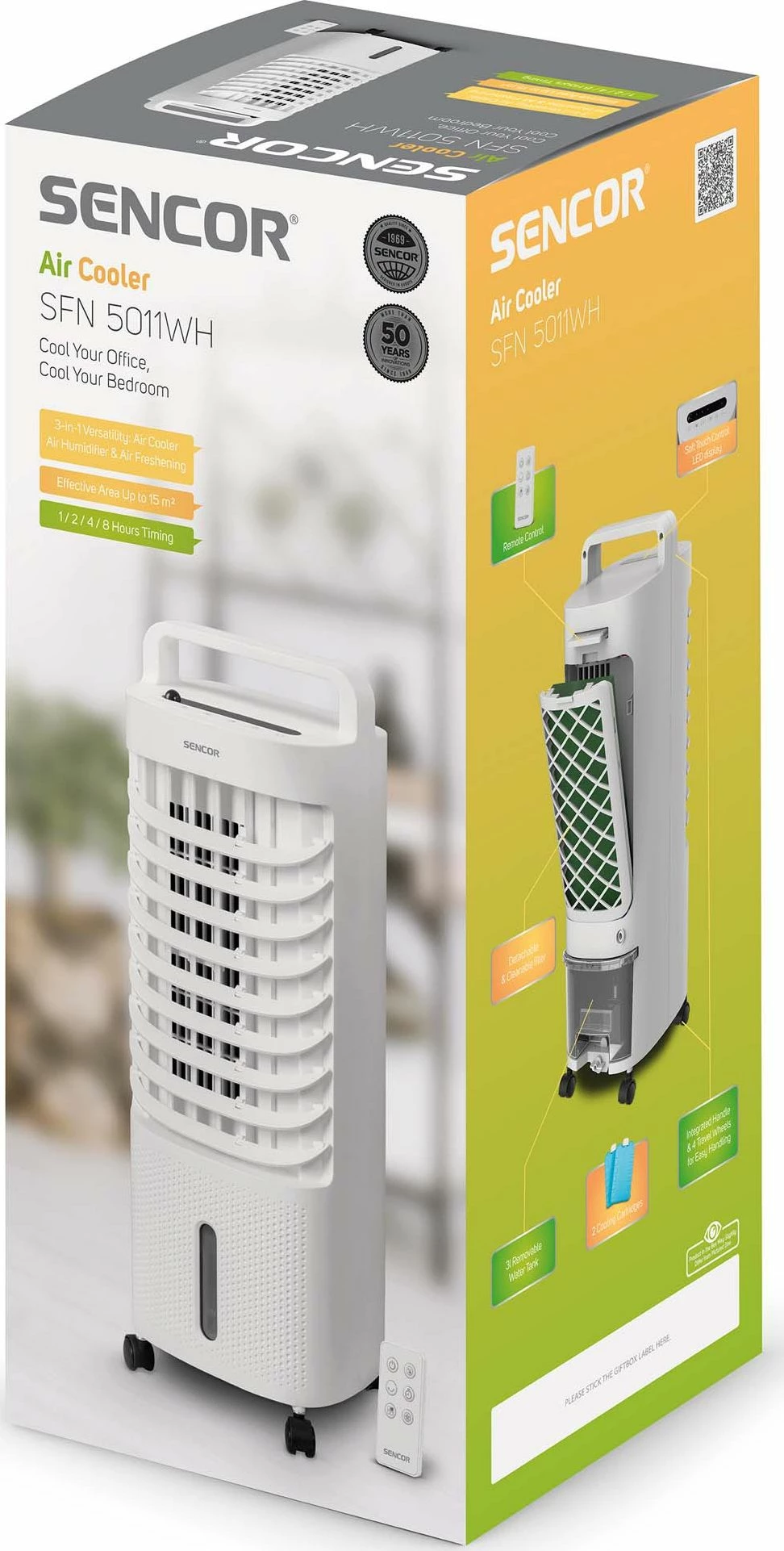 Ftohës ajri Sencor SFN 5011WH, 3-në-1, 3 L, 45 W, me telekomandë, i bardhë