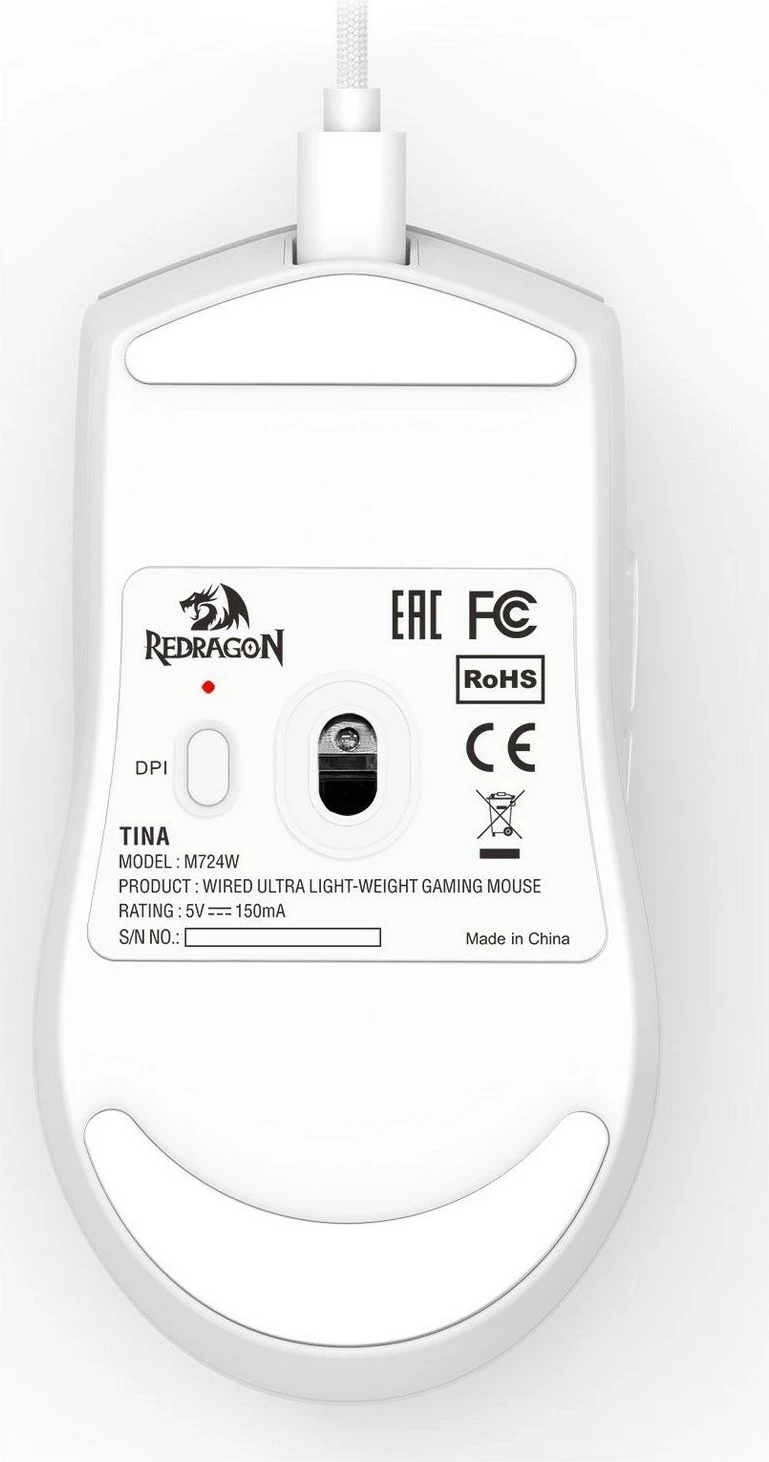 Maus Redragon M724W K1NG, laser, 12400 DPI, bardhë