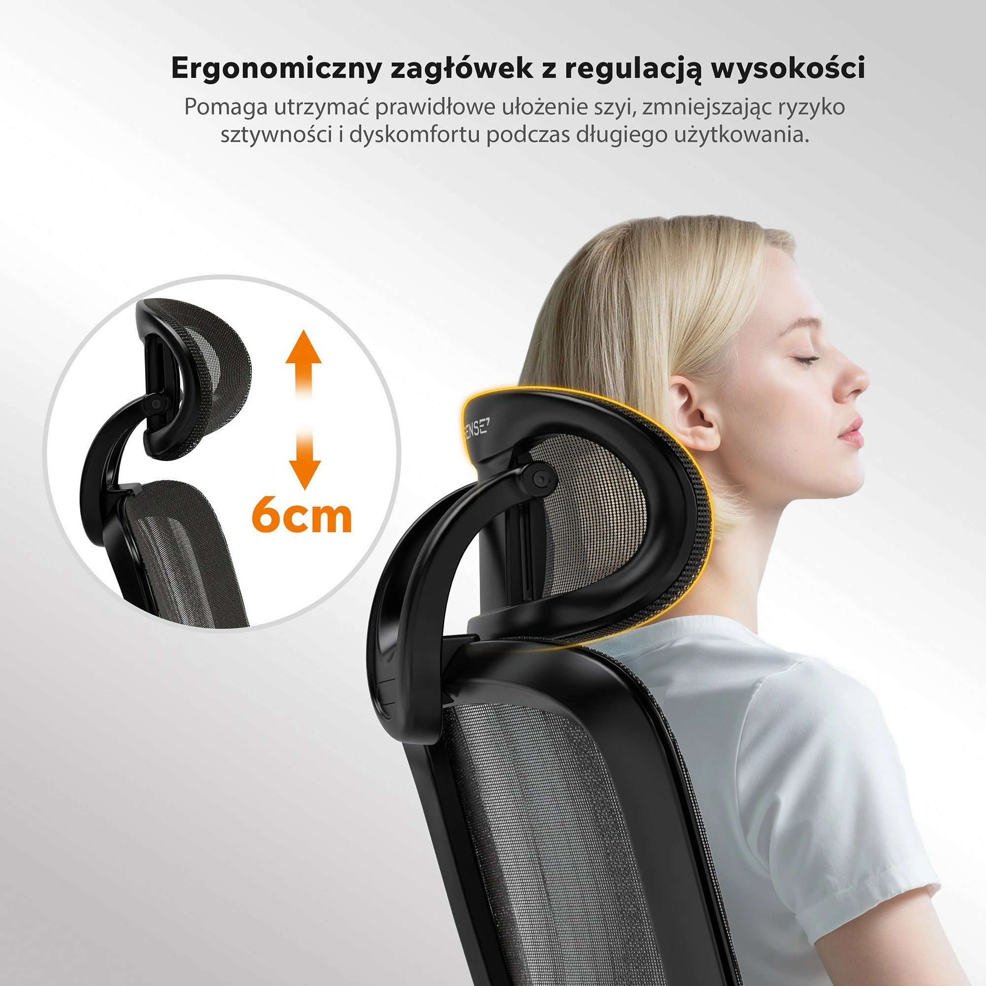 Karrige zyre SENSE7 Neyo, ergonomike me rrjetë, rregullim 43–52.5 cm, deri 140 kg, e zezë