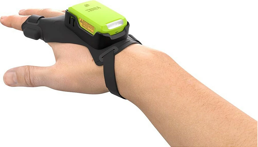 Skaner barkodi wearable Zebra RS2100, 2D, Bluetooth, wireless, i gjelbër