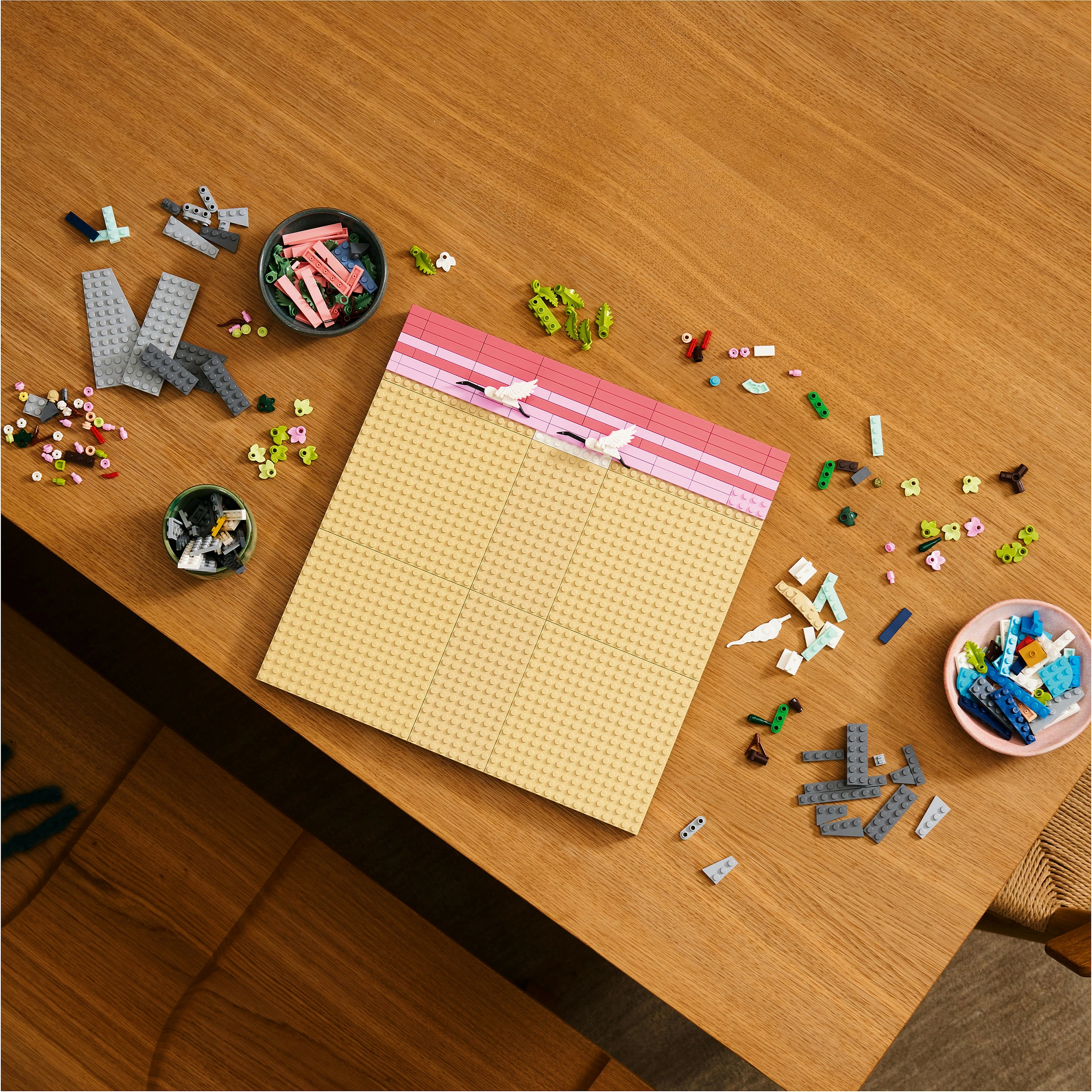 Set ndërtimi LEGO Art 31218 Japanese Cherry Blossom Landscape, 1892 copë, dekor muri 3D, Multikolor