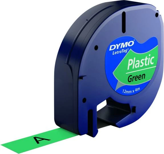 Shirit etiketime, Dymo LetraTAG 91204 (S0721640), plastikë, për etiketues LetraTag, 1 rrotull, jeshil me tekst të zi