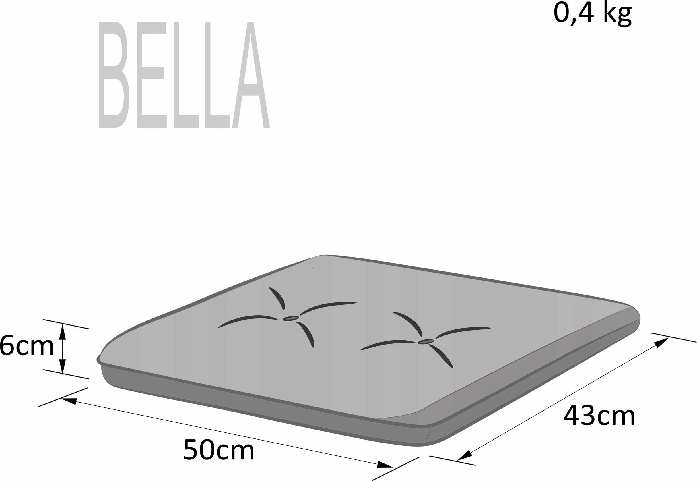 Jastëk për karrige kopshti Hobbygarden Bella 50x43 cm, 6 cm trashësi, bezhë