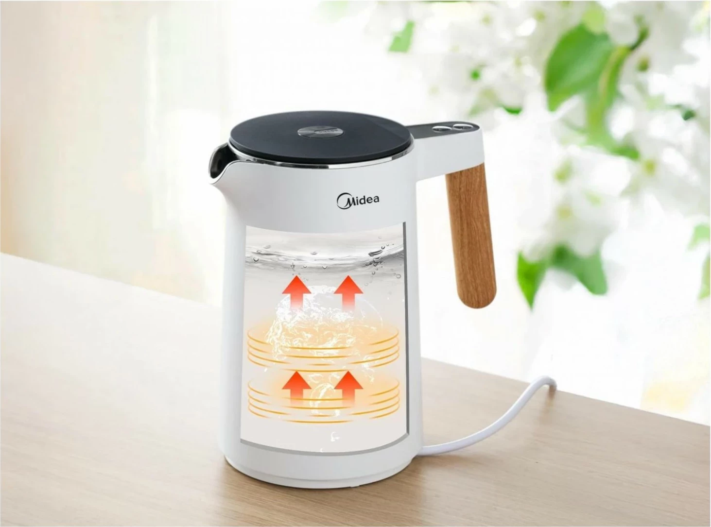 Çajnik elektrik Midea MK-HE1533, 1.5L, bardhë