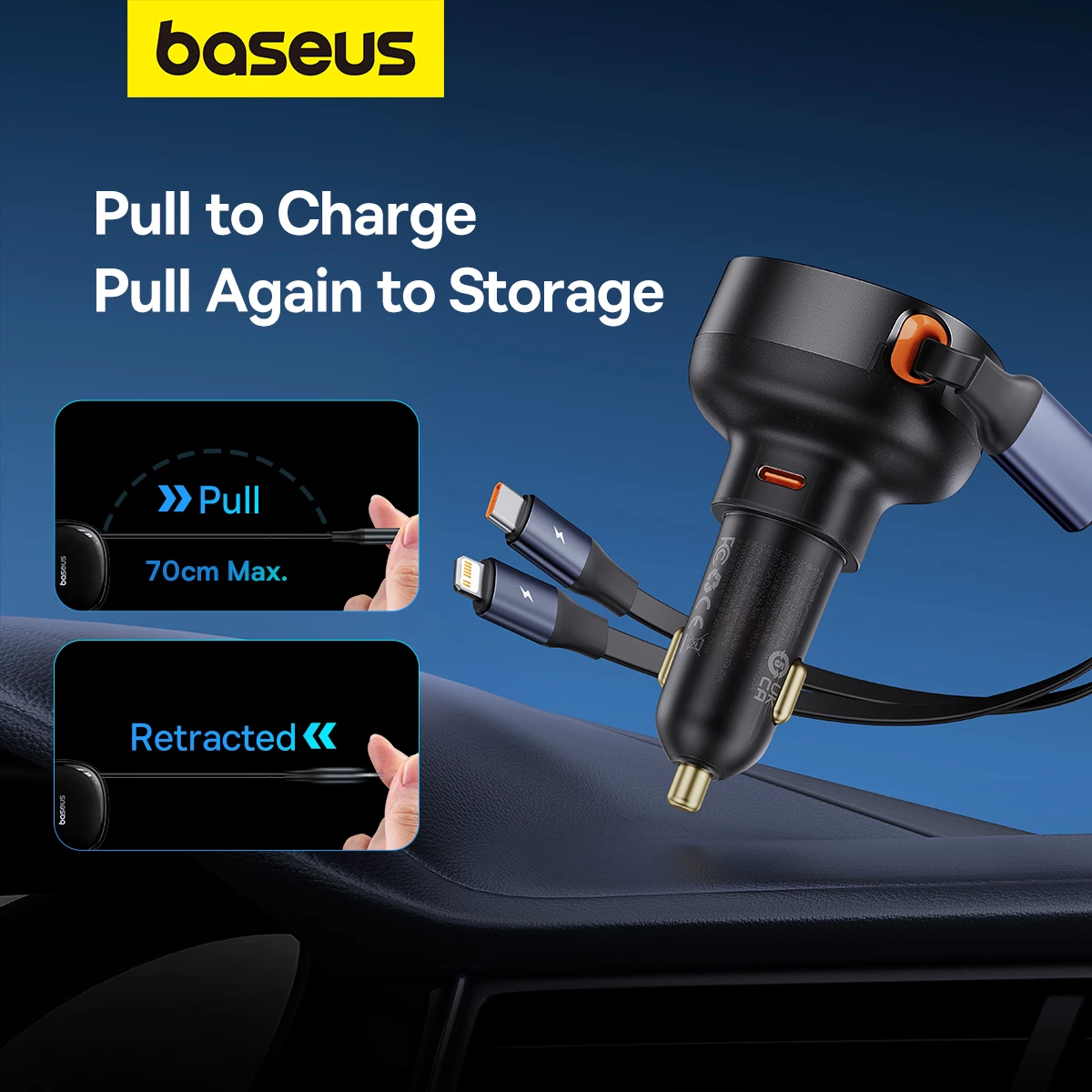 Karikues veture Baseus Enjoyment, 60W, me kabllo USB-C/Lightning, i zi
