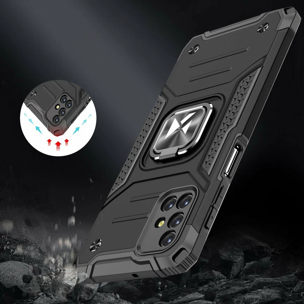 Mbështjellës Wozinsky Ring Armor me këmbë dhe dorezë, për Samsung Galaxy M31s, Argjendtë