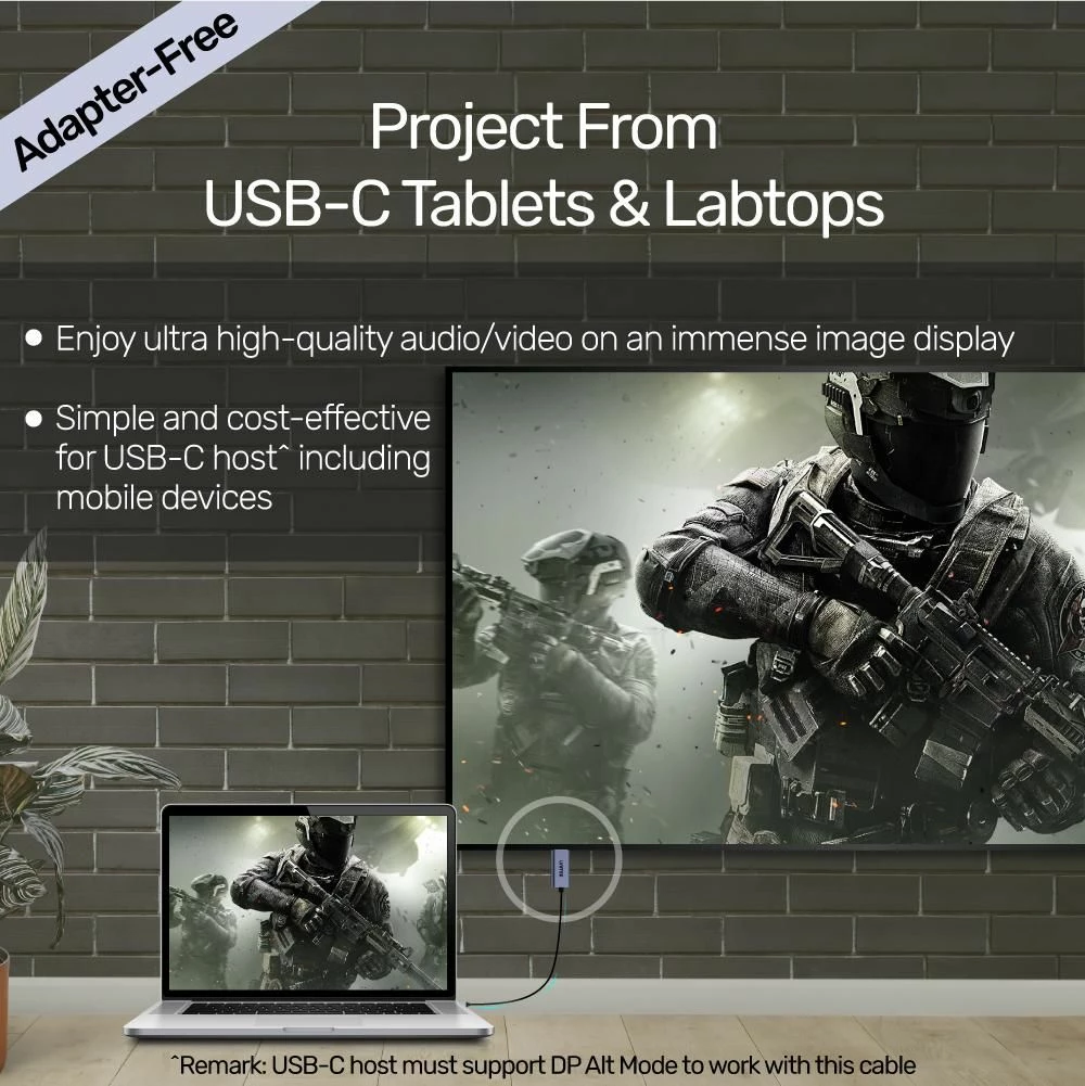 Adapter Unitek V1409A USB-C në DisplayPort 4K 60Hz, 2m, i zi