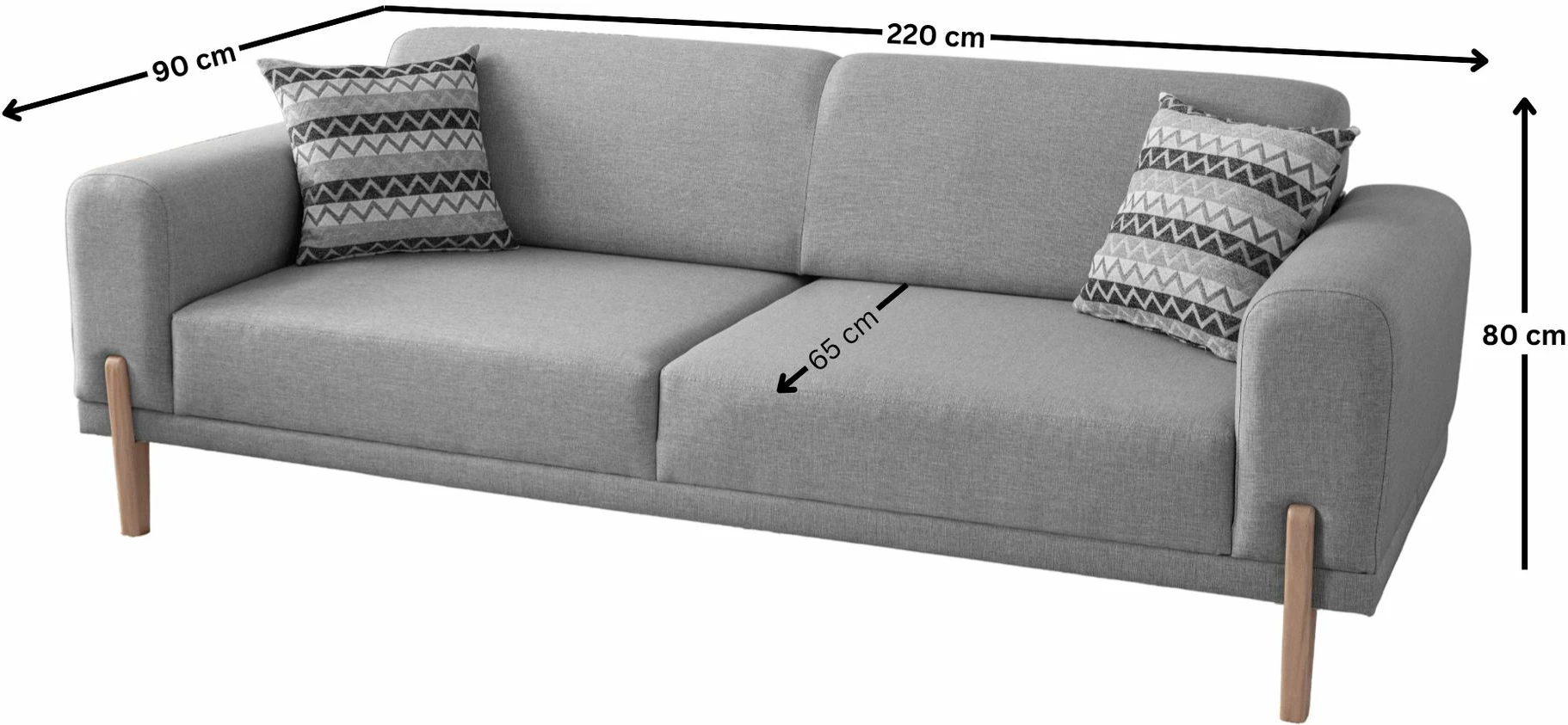 Divan-krevat treshe, ngjyrë gri, Atelier del Sofa