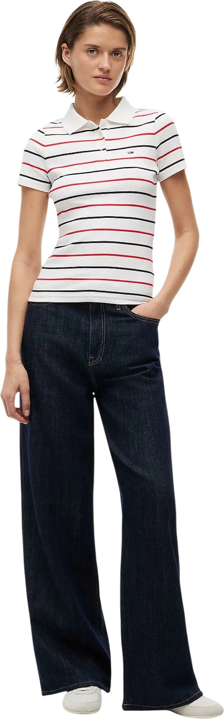 Maicë polo Tommy Hilfiger Jeans DW0DW22327 për femra, e bardhë [Madhësia: S]