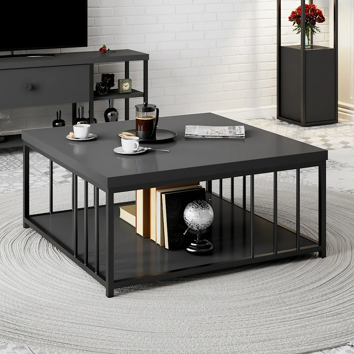Tavolinë kafeje Skye Decor, anthracite, e zezë