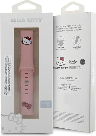 Rrip smartwatch Hello Kitty Silicone Kitty Head, 20mm, rozë