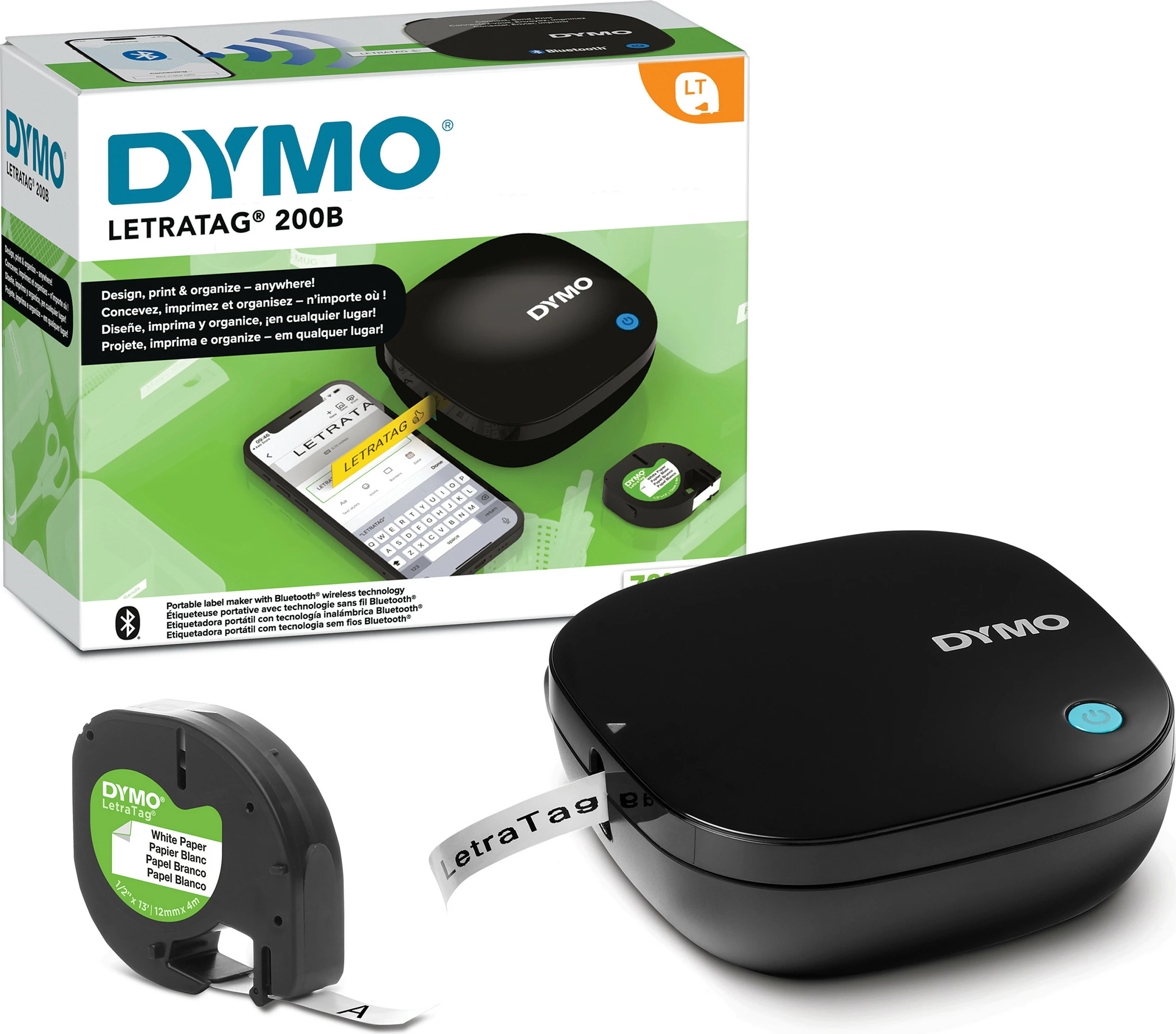 Aparat për etiketa DYMO LetraTag 200B, Bluetooth, termik, 12 mm, i zi