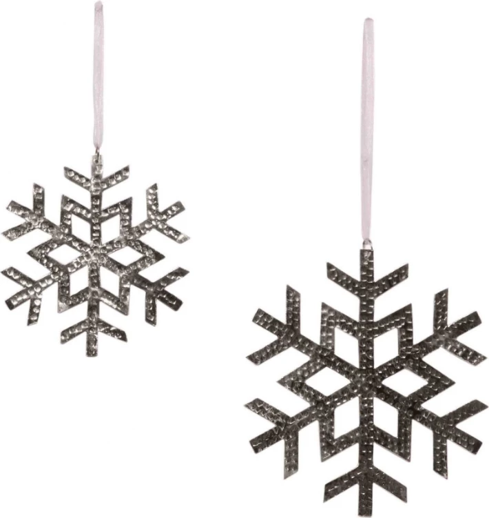 Dekor për Krishtlindje, formë flok bore, alumini, ngjyrë nikel, 10x0.1x10 cm