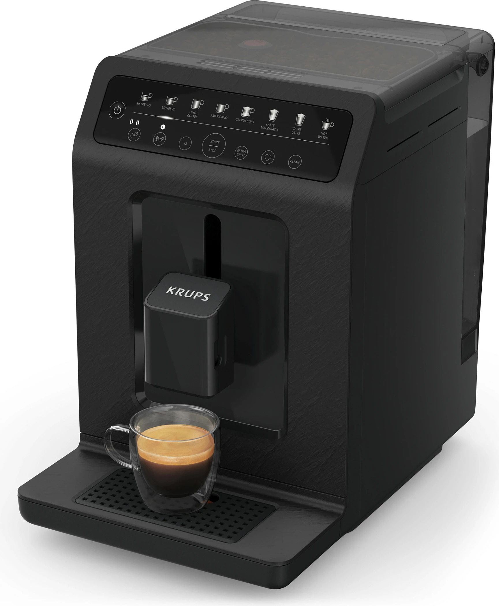 Aparat kafeje fully-automatik Krups Evidence ECOdesign, me mulli të integrum, 260 g, 2 filxhana, Slate
