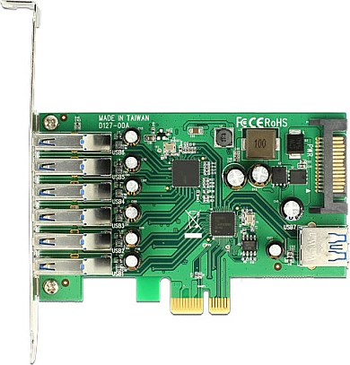 Kartë zgjerimi PCIe DeLOCK 89377, 7x USB 3.2 Gen 1 Type-A, 1x SATA, 5 Gbit/s