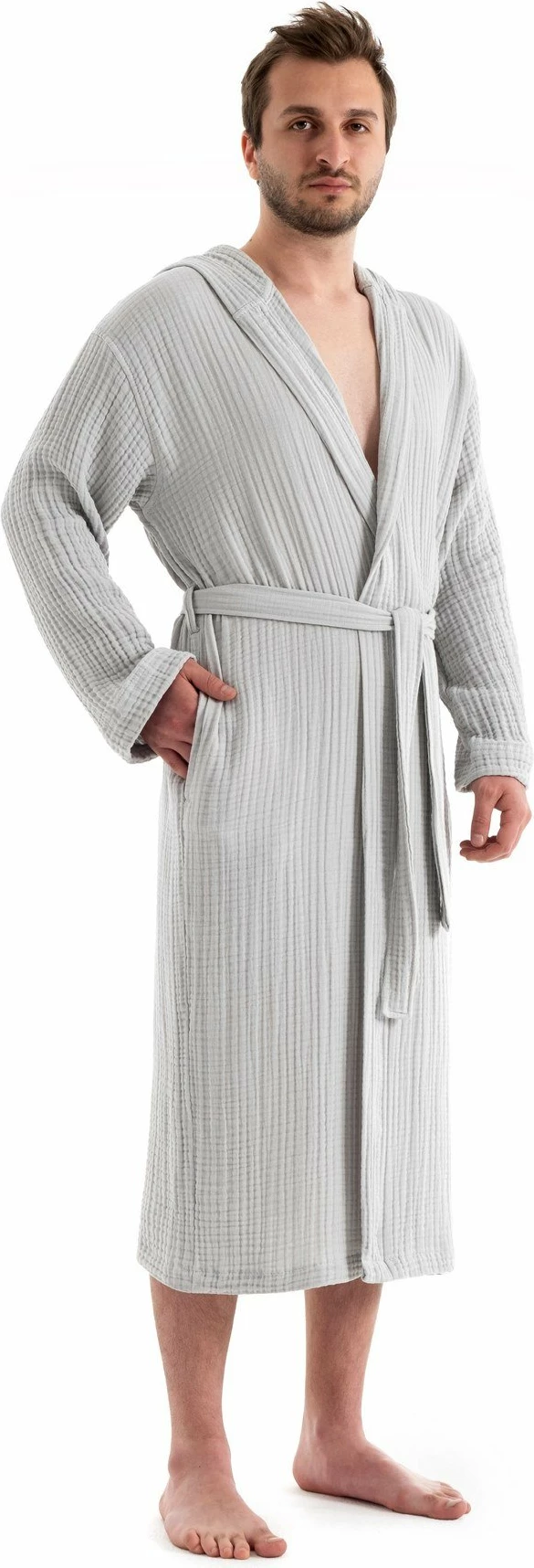 Rrobdeshamer unisex, muslin, ngjyrë gri, XXL