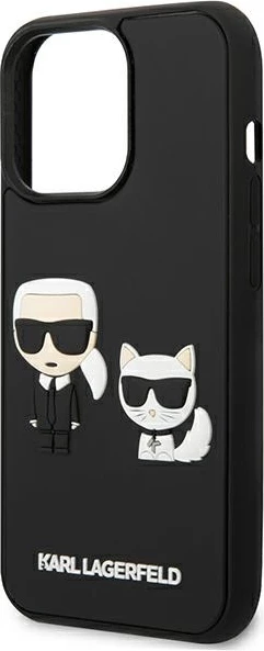 Mbështjellës Karl Lagerfeld KLHCP13L3DRKCK për iPhone 13/13 Pro 6.1\", hardcase TPU/PC, Karl & Choupette Ikonik 3D, i zi