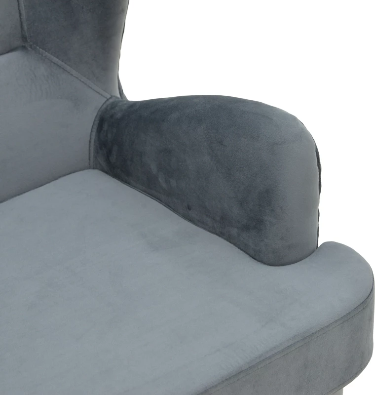 Fotel Regalo, kadife, ngjyrë antracit, 75x88x85cm