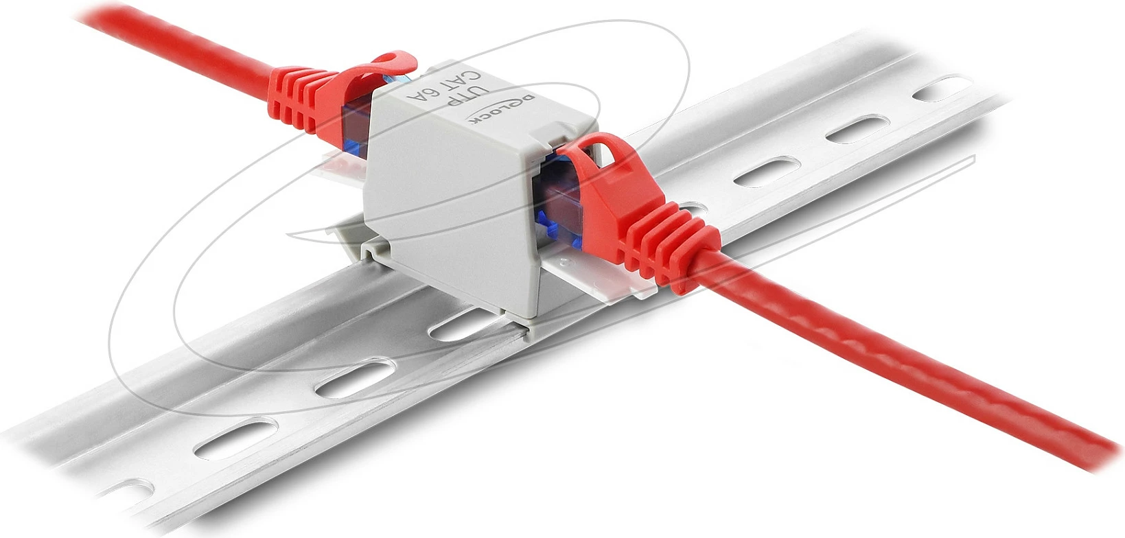 Lidhës RJ45 DeLOCK Cat6A, femër-femër, montim shinë DIN, gri/bardhë