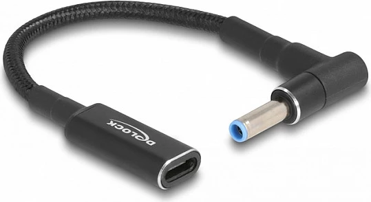 Kabllo adapter DeLOCK USB-C femër në HP 4.5x3.0mm mashkull 90°, 15 cm, e zezë