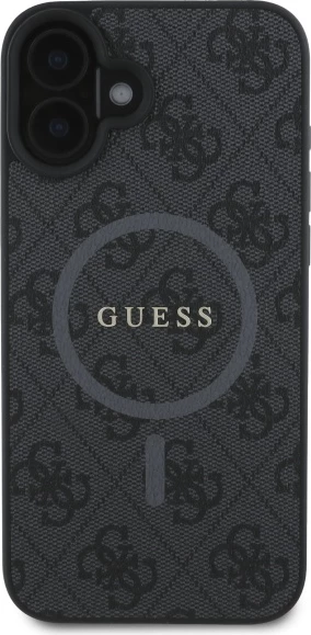 Mbështjellës Guess 4G Ring Classic Logo MagSafe për iPhone 16, e zezë