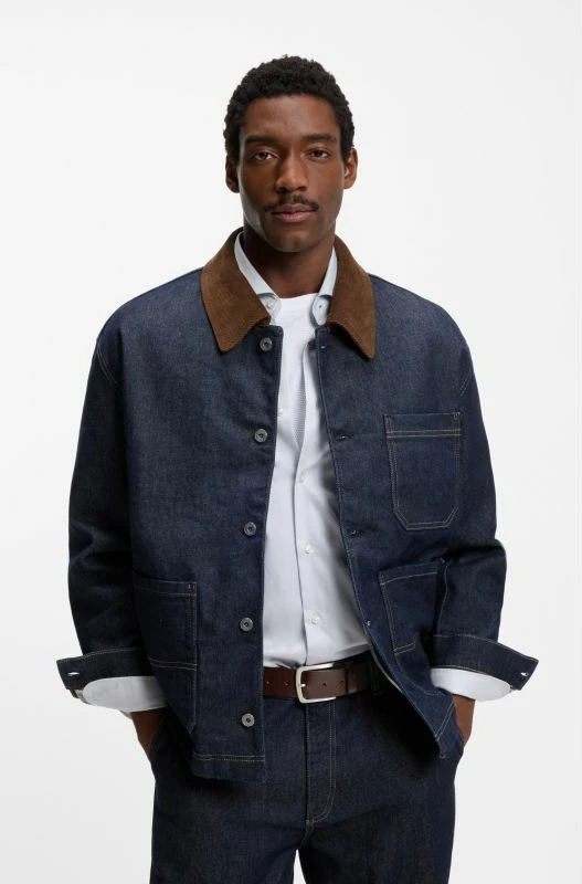 Rrip meshkujsh Boss Jor-V_Sz40, lëkurë, me kapëse metalike