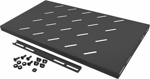 Raft për kabinet 19\" Lanberg AK-1001-B, 1U, 450 mm, ngarkesë deri 120 kg, i zi