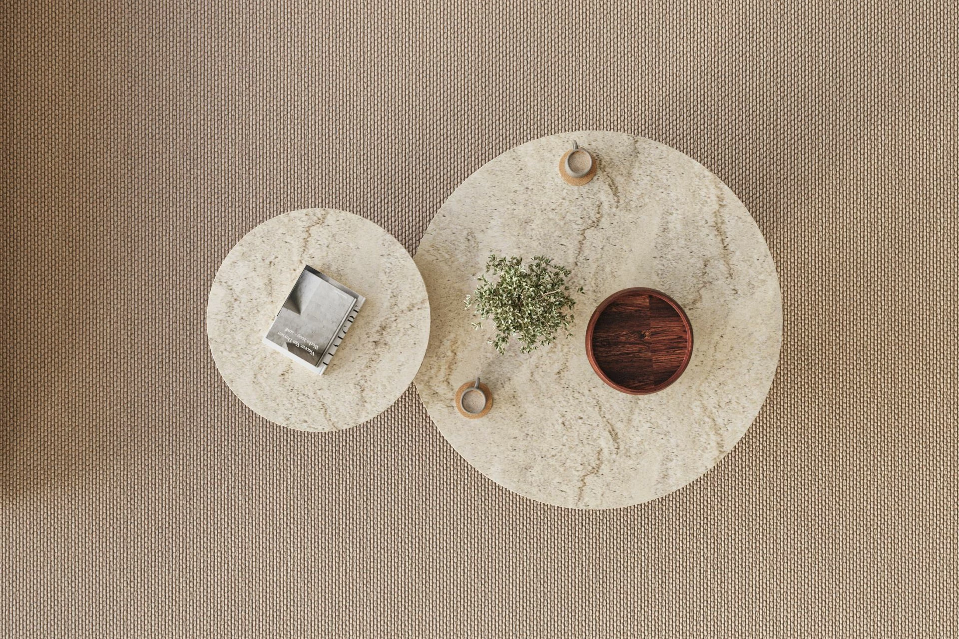 Set tavolinash kafeje Skye Decor, travertin, dru arre