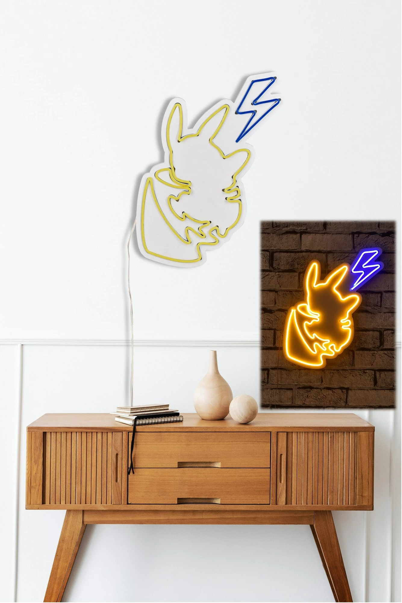 Dritë dekorative LED plastike, Pikachu, e verdhë dhe blu