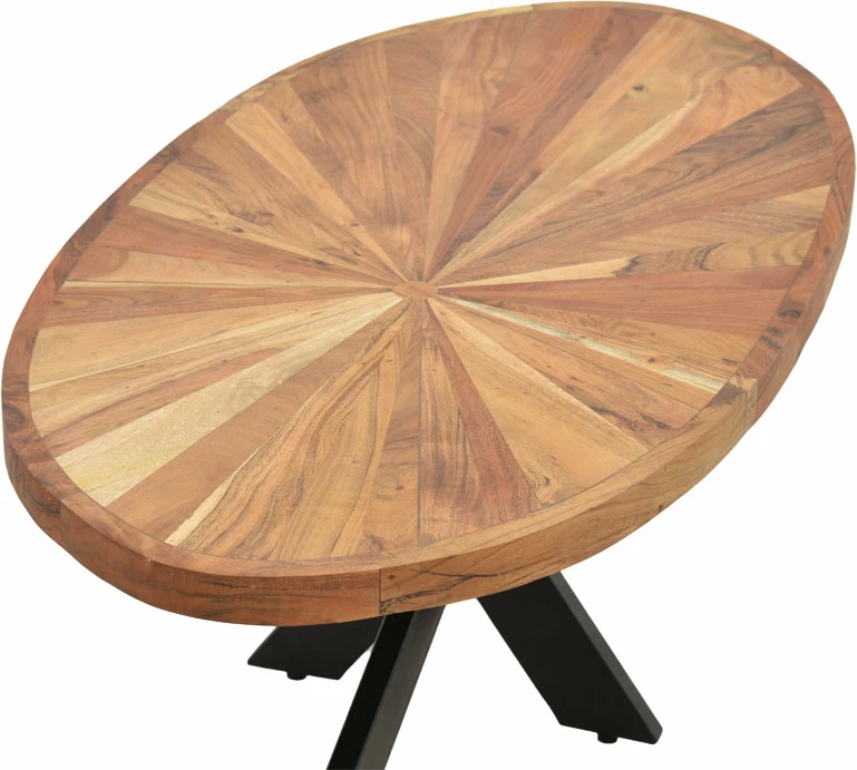 Tavolinë ovale Fardy, dru akacie masiv, ngjyrë natyrale-e zezë, 120x60x45cm