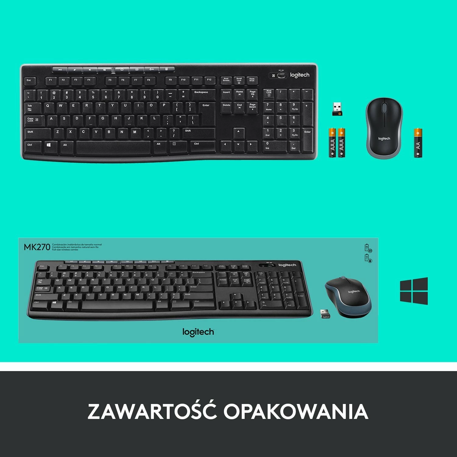 Set tastierë + Maus wireless Logitech MK270 (920-004508), US INTL, USB nano receiver, i zi
