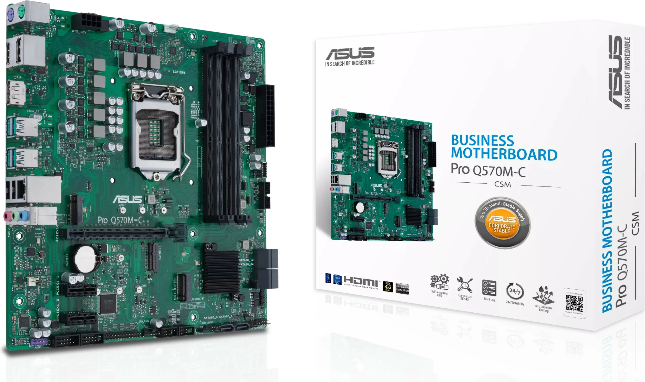 Pllakë amë ASUS PRO Q570M-C/CSM, LGA 1200, DDR4, 128GB, biznes