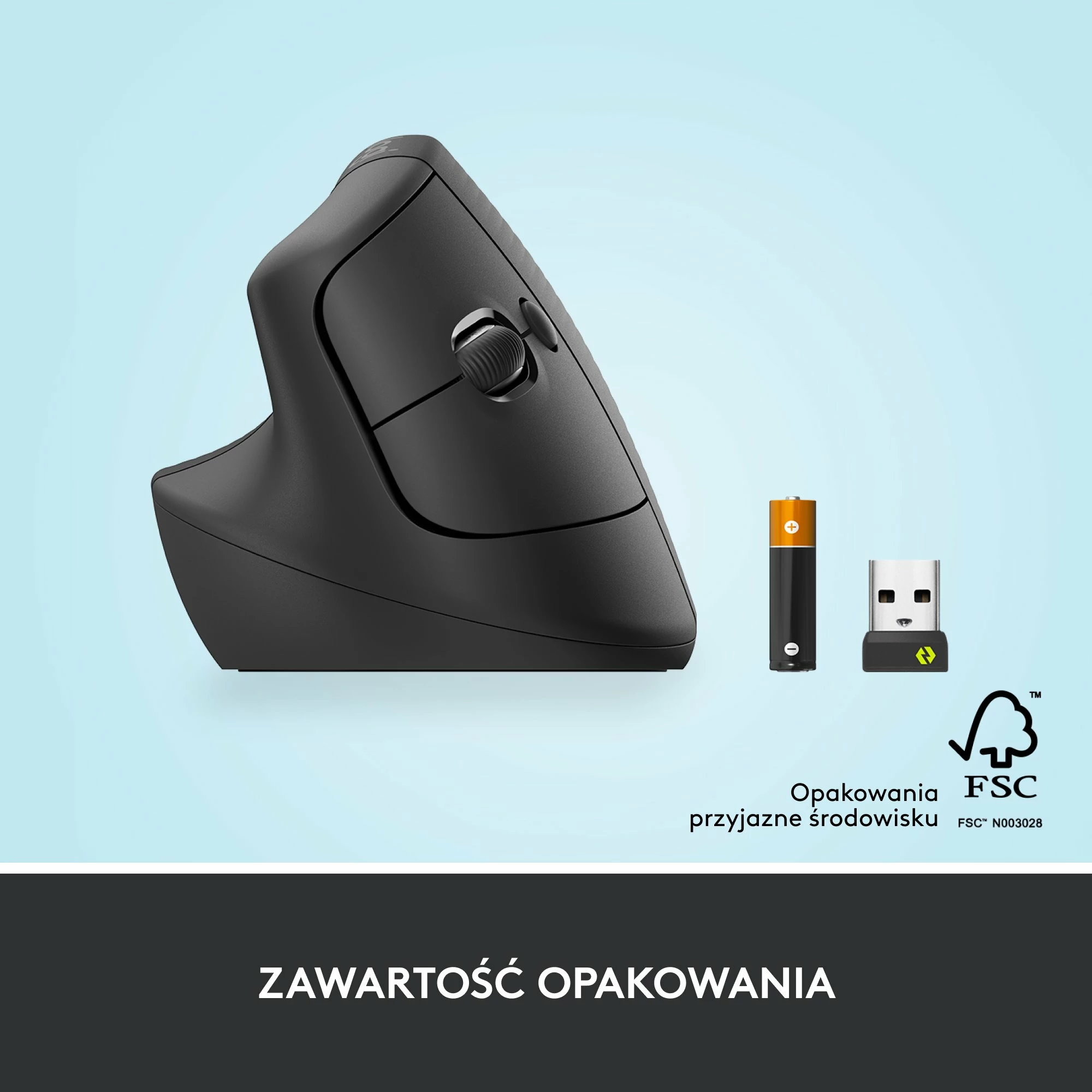 Maus vertikal Logitech Lift 910-006474 4000 DPI wireless për dorë të majtë, Graphite