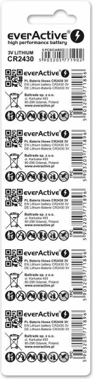 Bateri litium everActive CR2430, 5 copë