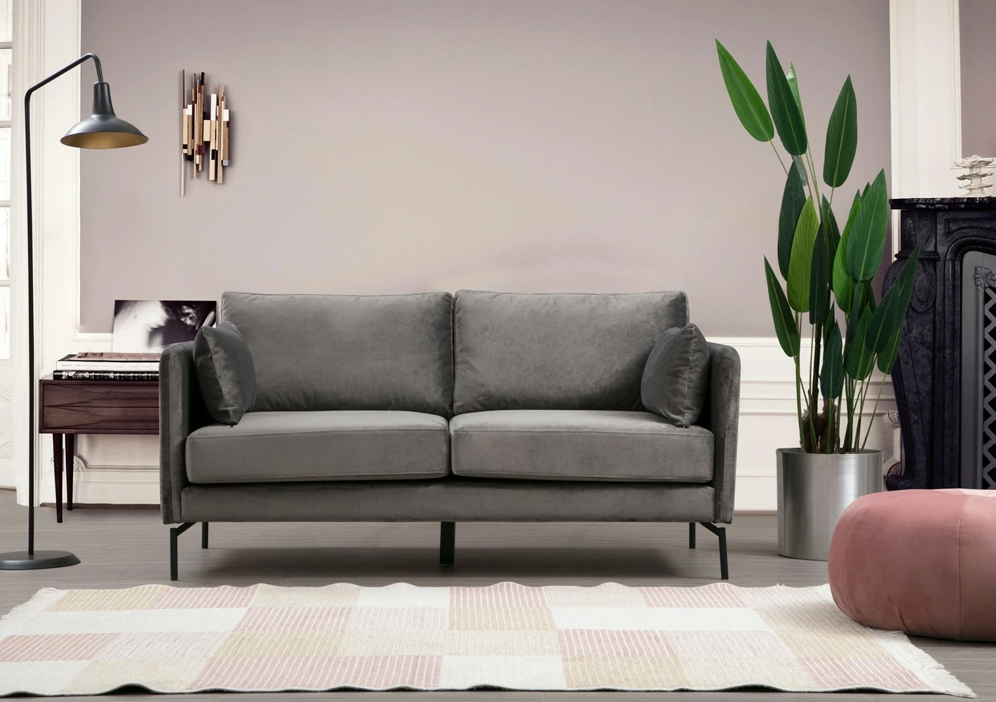 Divan dy ulës, ngjyrë gri, Sino 2 Seater