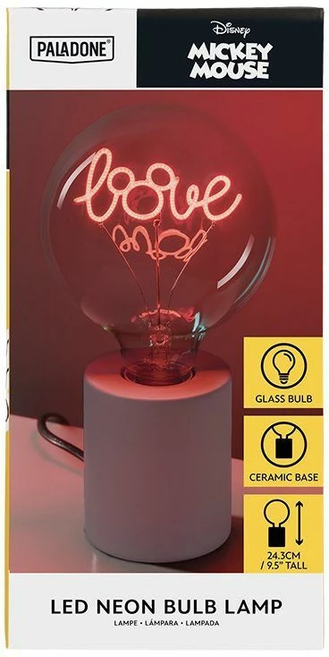 Llambë tavoline Paladone Disney Mickey Love, E27 LED neon, 24.3 cm, e kuqe