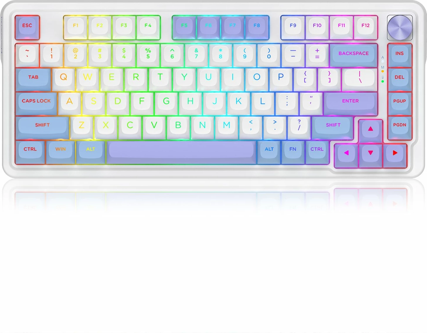 Tastierë mekanike gaming Redragon UCAL MAX K673WBP-RGB-MAX, 75% 82 tasta, RGB, tri-mode (USB-C/BT/2.4GHz), hot-swap, bateri 4000mAh, bardhë